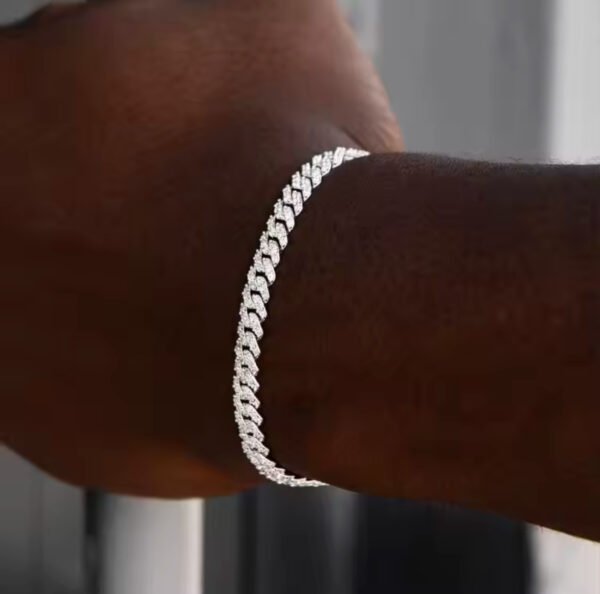 13mm 2 Rows 925 Solid Silver Iced Out Hip Hop Jewellery VVS1 Moissanite Diamond Cuban Link Chain Bracelet Men - Image 4