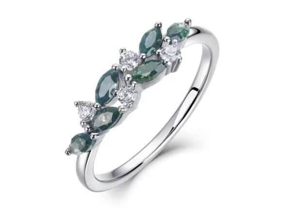 Natural Moss Agate Leaf Shape Ring 925 Sterling Silver - Image 4