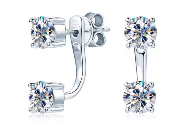 New Diamond Stud Earrings 925 Sterling Silver Dual Purpose 0.5CT 5.0mm D Color Round Double Moissanite Stud Earrings - Image 3