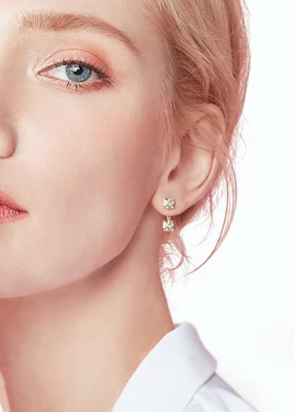 New Diamond Stud Earrings 925 Sterling Silver Dual Purpose 0.5CT 5.0mm D Color Round Double Moissanite Stud Earrings - Image 4
