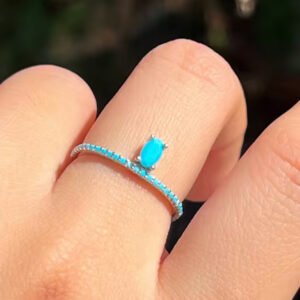 Oval Shape Blue Turquoise Ring 925 Sterling Silver