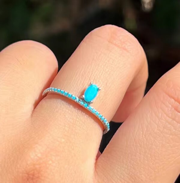 Oval Shape Blue Turquoise Ring 925 Sterling Silver