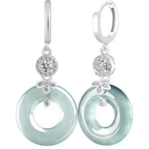 Natural Jadeite Earrings S925 Silver Inlaid