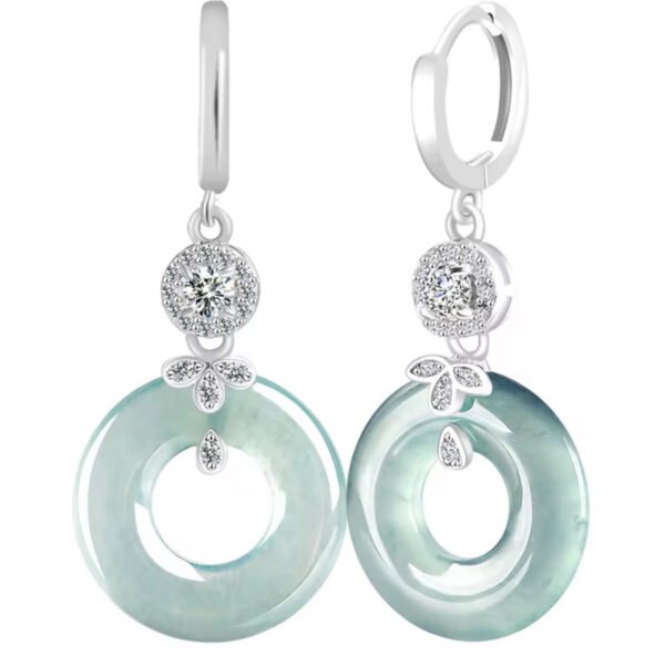 Natural Jadeite Earrings S925 Silver Inlaid
