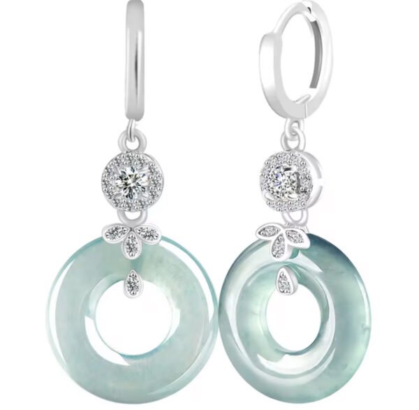 Natural Jadeite Earrings S925 Silver Inlaid - Image 5