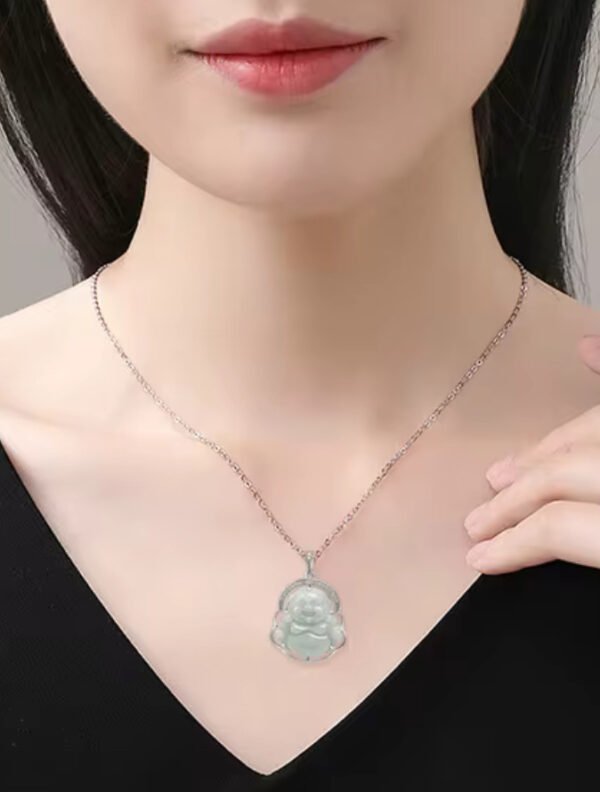 Natural Jadeite Buddha Pendant - Image 2