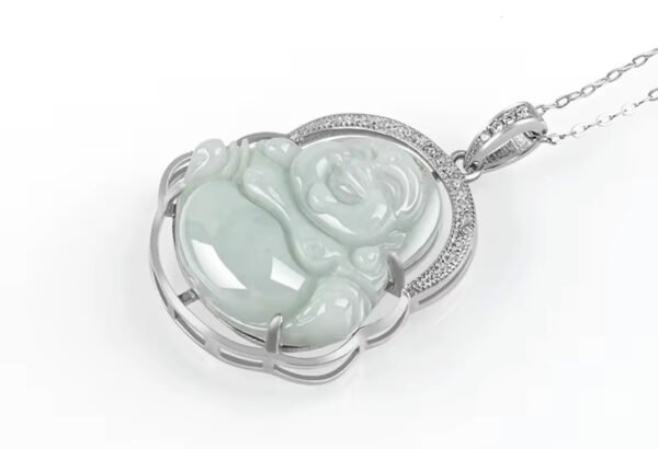 Natural Jadeite Buddha Pendant - Image 3