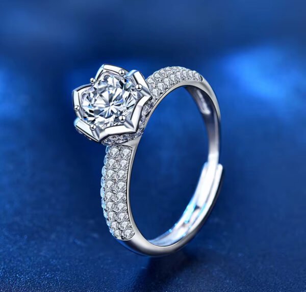 2024 Classic Luxury Real Solid 925 Sterling Silver Ring 1.0Ct Moissanite Diamond