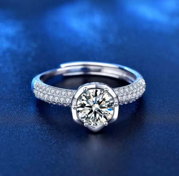 2024 Classic Luxury Real Solid 925 Sterling Silver Ring 1.0Ct Moissanite Diamond - Image 4