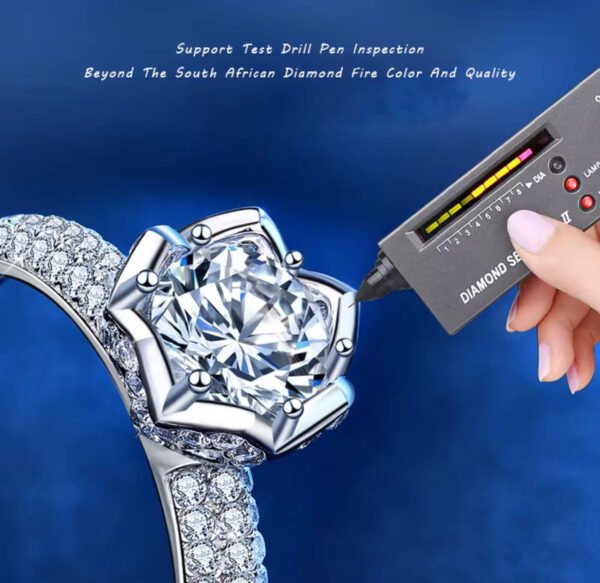 2024 Classic Luxury Real Solid 925 Sterling Silver Ring 1.0Ct Moissanite Diamond - Image 3