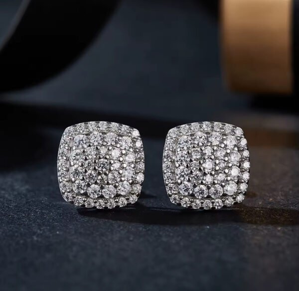925 Sterling Silver Cushion Shape VVS Moissanite Diamond Stud Earrings - Image 5