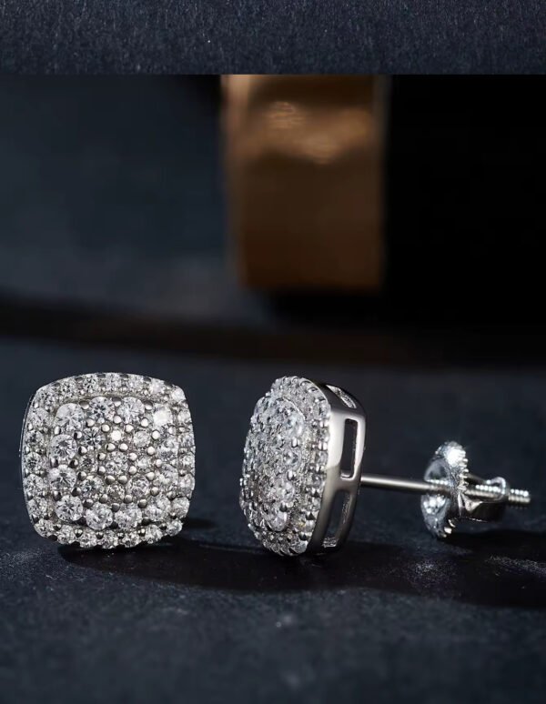 925 Sterling Silver Cushion Shape VVS Moissanite Diamond Stud Earrings
