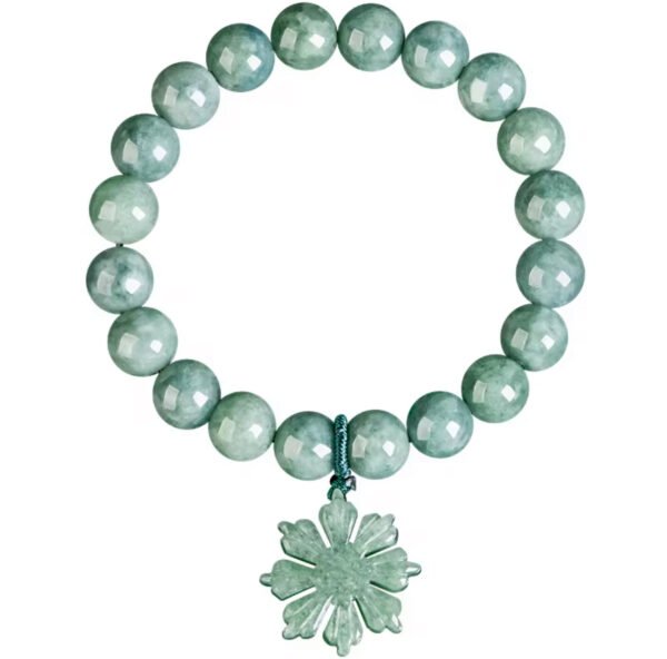 Natural Jadeite UNISEX Jade Bracelet Green Sunflower Original Design - Image 6