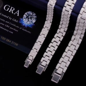 New Design Iced Out VVS Moissanite Bracelet 925 Silver 18k Gold Plated Moissanite Cuban Bracelet