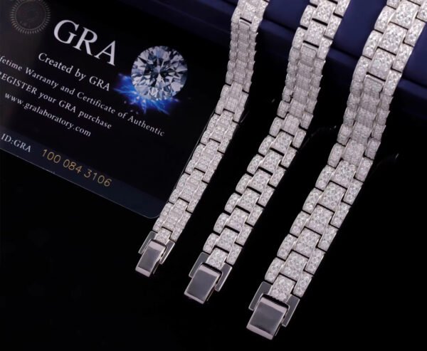 New Design Iced Out VVS Moissanite Bracelet 925 Silver 18k Gold Plated Moissanite Cuban Bracelet