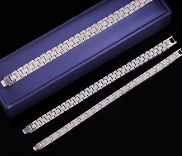 New Design Iced Out VVS Moissanite Bracelet 925 Silver 18k Gold Plated Moissanite Cuban Bracelet - Image 6