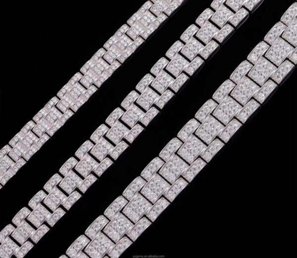 New Design Iced Out VVS Moissanite Bracelet 925 Silver 18k Gold Plated Moissanite Cuban Bracelet - Image 7
