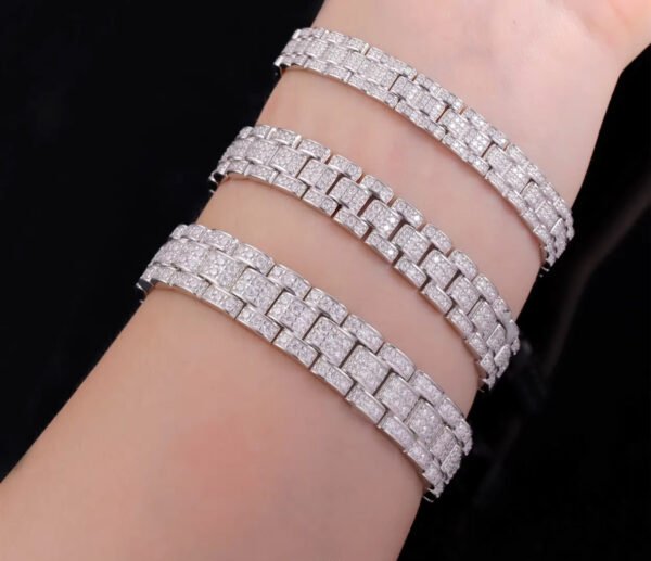 New Design Iced Out VVS Moissanite Bracelet 925 Silver 18k Gold Plated Moissanite Cuban Bracelet - Image 2