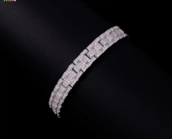 New Design Iced Out VVS Moissanite Bracelet 925 Silver 18k Gold Plated Moissanite Cuban Bracelet - Image 8