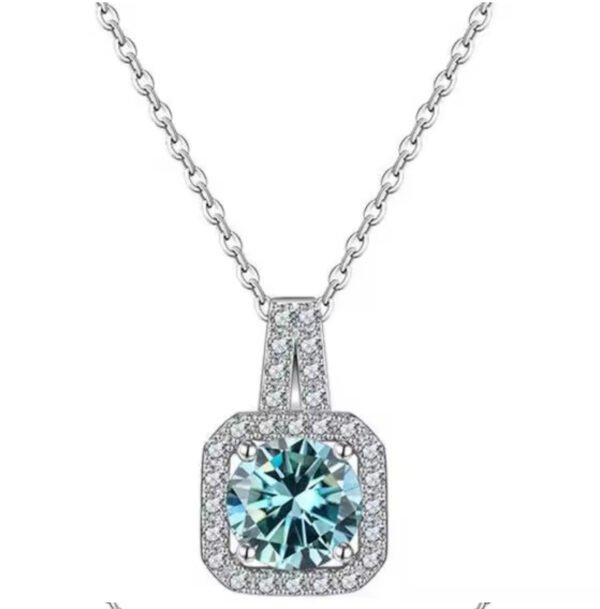 18K White Gold Plated, 925 Silver Necklace 1CT VVS1 Moissanite Pendant - Image 14