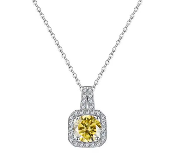 18K White Gold Plated, 925 Silver Necklace 1CT VVS1 Moissanite Pendant - Image 13