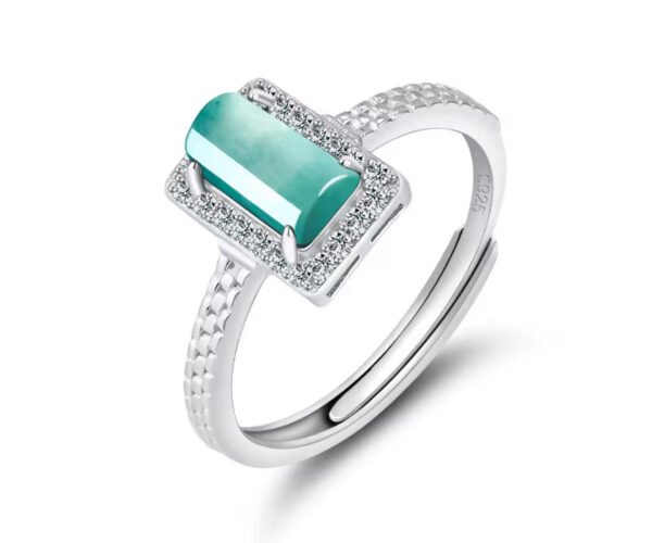 Natural Jadeite Blue Water Rings Adjustable - Image 5