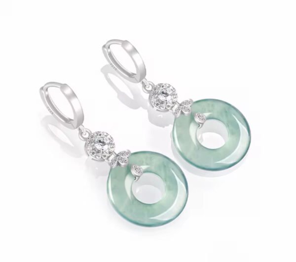 Natural Jadeite Earrings S925 Silver Inlaid - Image 4