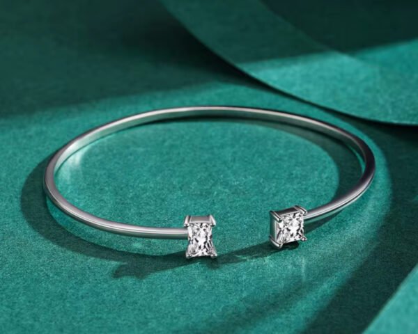 Bracelet No Tarnish Free Hypoallergenic Zirconia Open Adjustable Bangle - Image 2