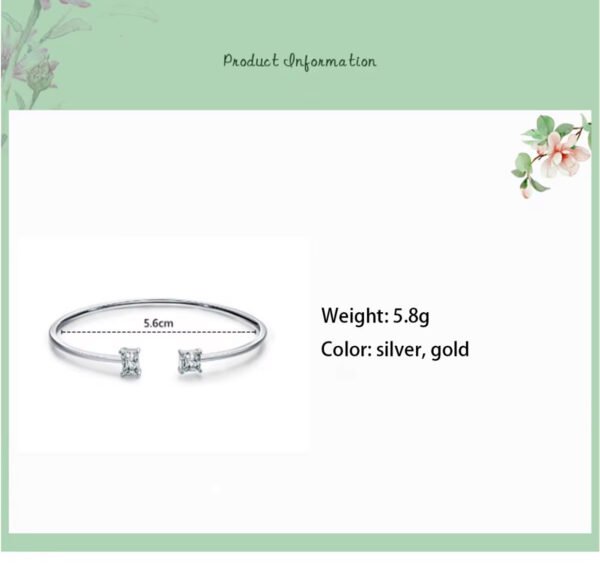 Bracelet No Tarnish Free Hypoallergenic Zirconia Open Adjustable Bangle - Image 3