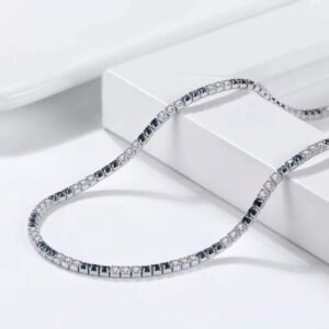 Tennis Chain Women's Blue and White Cubic Zirconia Tennis Necklace