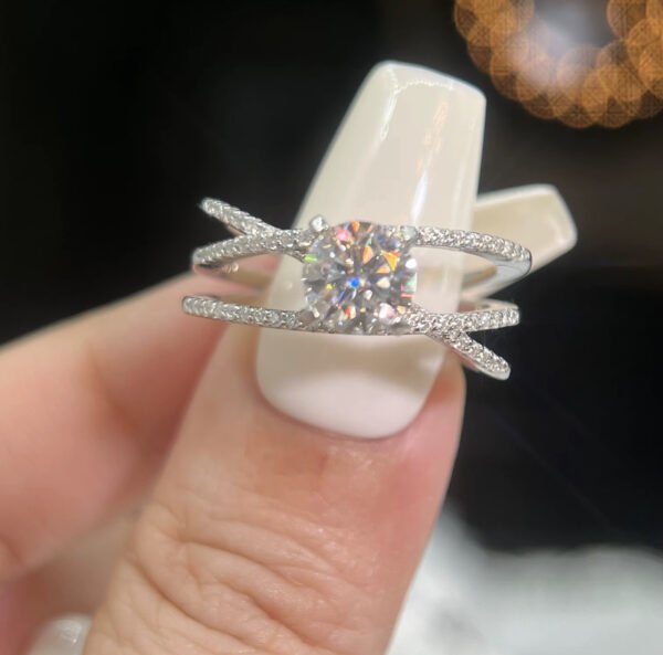 Moissanite Diamond Real 925 Sterling Silver Engagement Rings for Lady Women - Image 6