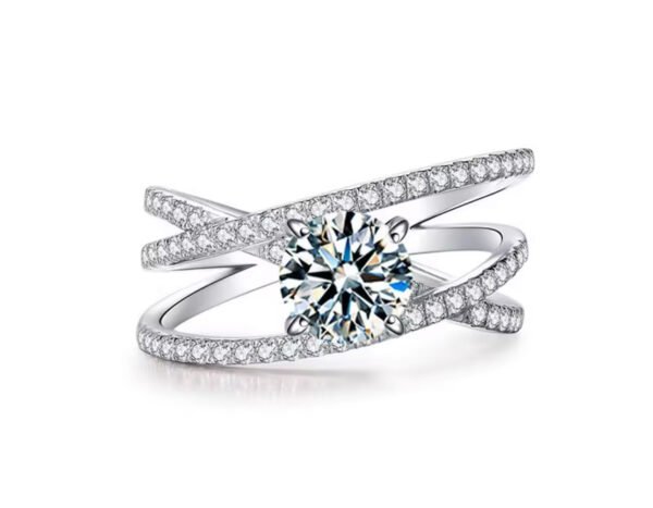 Moissanite Diamond Real 925 Sterling Silver Engagement Rings for Lady Women - Image 3