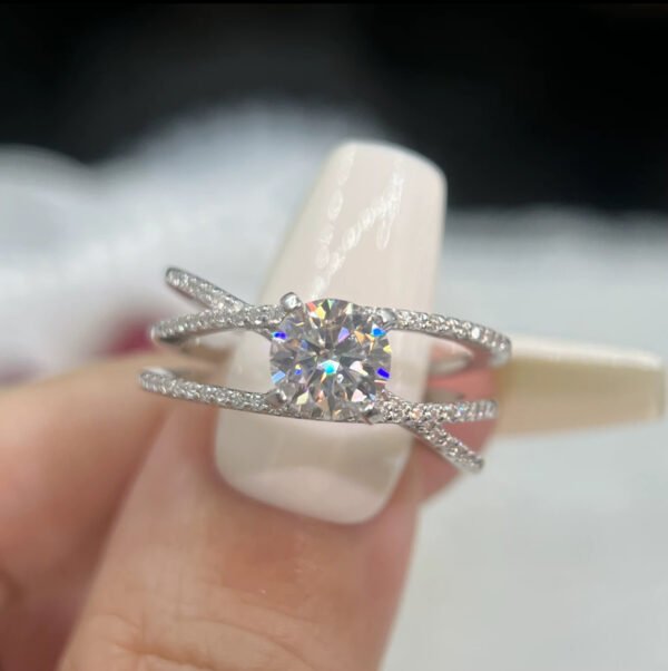 Moissanite Diamond Real 925 Sterling Silver Engagement Rings for Lady Women - Image 4