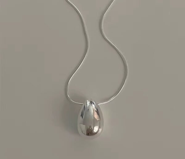 Snake Chain 925 Sterling Silver Tear-Drop Glossy Pendant - Image 5
