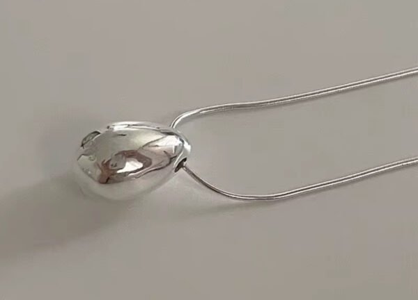 Snake Chain 925 Sterling Silver Tear-Drop Glossy Pendant - Image 6