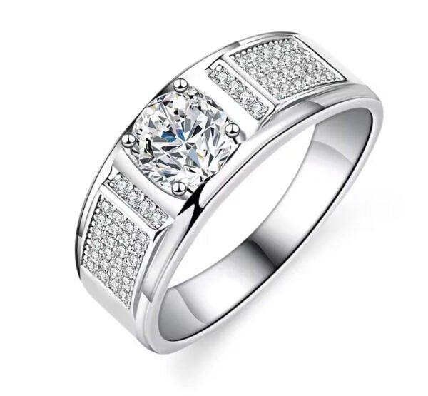 Custom 925 Sterling Silver Moissanite Diamond Ring 1CT 1 Round Brilliant Cut - Image 5