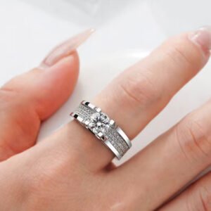 Engagement Ring Side Zircon Gemstones Men Silver Ring 925 D VVS 1ct 2ct Moissanite Diamond Men Ring