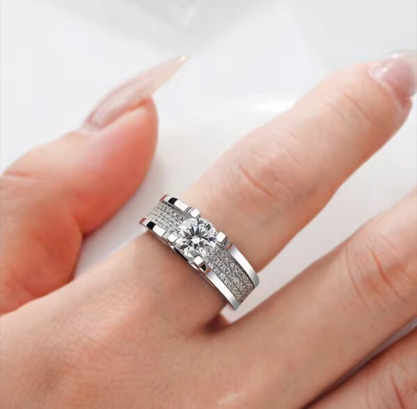 Engagement Ring Side Zircon Gemstones Men Silver Ring 925 D VVS 1ct 2ct Moissanite Diamond Men Ring