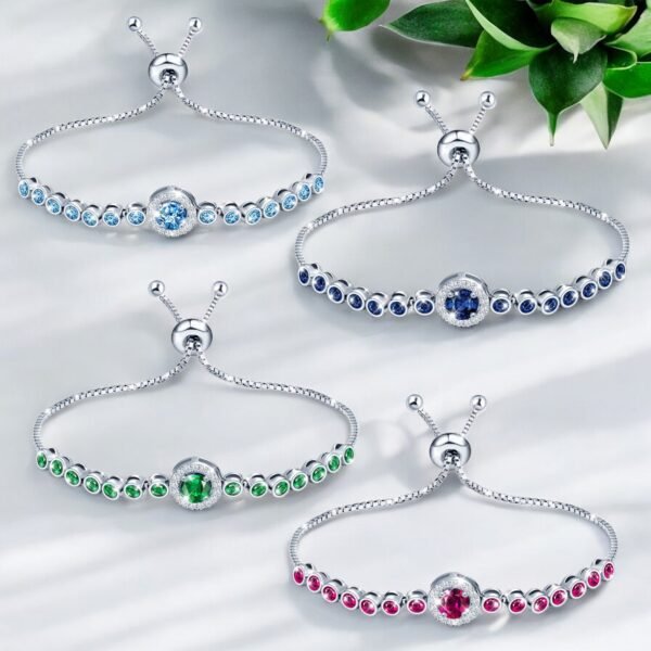Adjustable 925 Sterling Silver Tennis Bracelet with Sparkle Zircorn