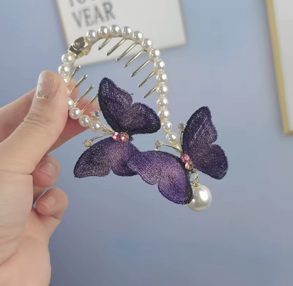 Fashion Hair Clips Accessories Rhinestone Butterfly Hair Clips Luxury Pearl Hair Claw Clips for Women Ladies - Image 5