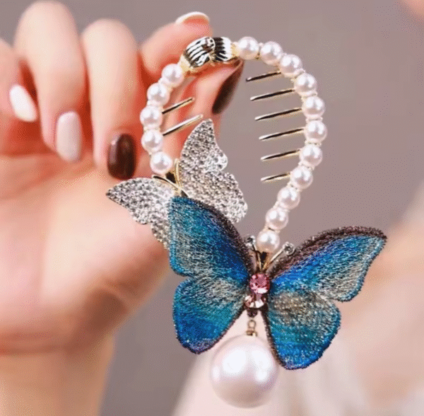Fashion Hair Clips Accessories Rhinestone Butterfly Hair Clips Luxury Pearl Hair Claw Clips for Women Ladies - Image 3