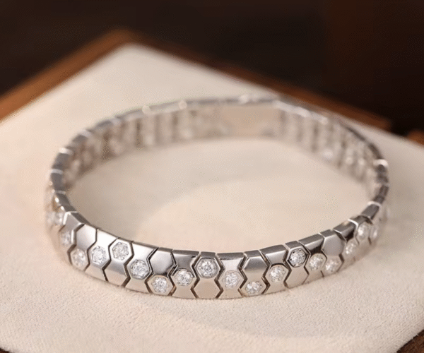 Adjustable 925 Sterling Silver Snake Pattern Honeycomb Bracelet