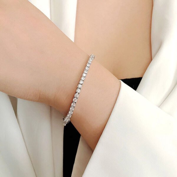 3MM Cubic Zircon Bracelet Silver 925 Tennis Bracelet - Image 2