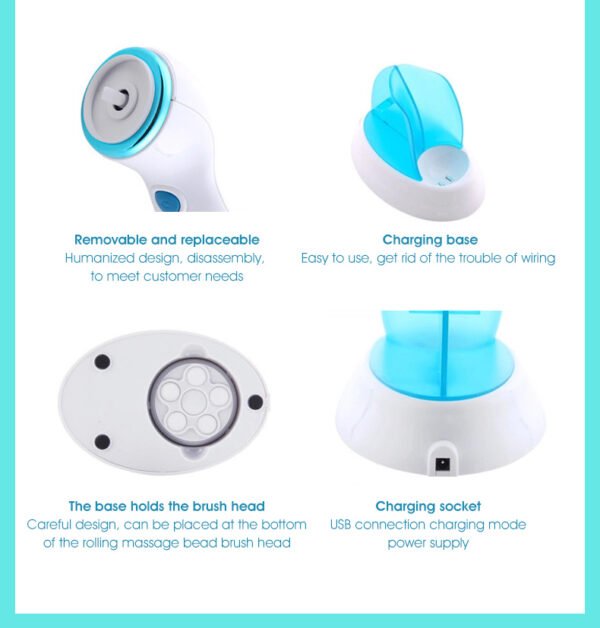 Multifunctional Clean Face Tender Skin Massage Pore Cleaner Waterproof Silicone Sound Wave Electric Face Washer - Image 4