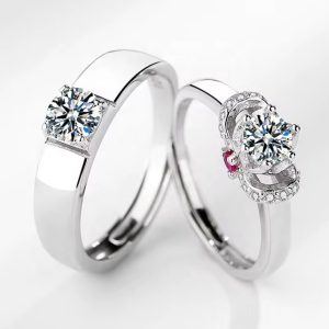 Women Wedding Promise Couple Diamond 925 Sterling Silver Ring Set Mens Rings