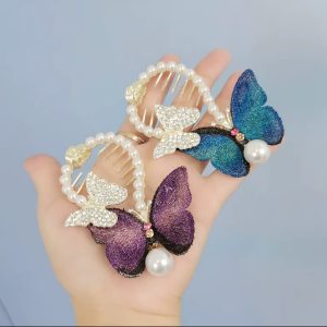 Fashion Hair Clips Accessories Rhinestone Butterfly Hair Clips Luxury Pearl Hair Claw Clips for Women Ladies