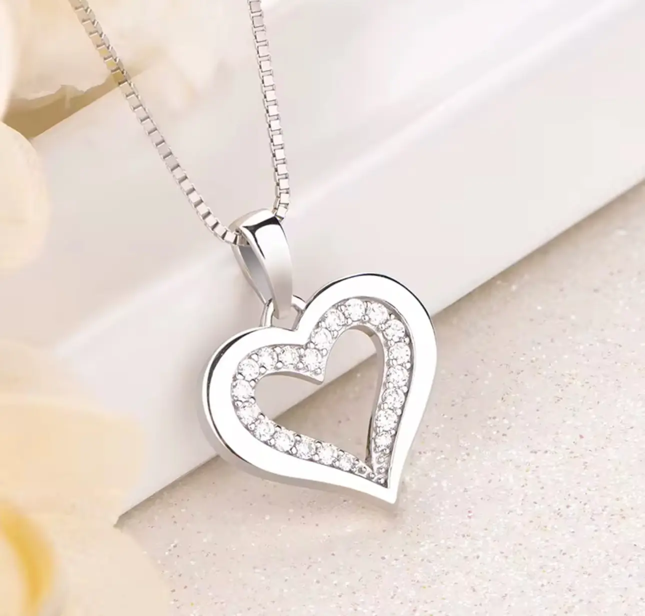 European Jewellery Cz Heart Shape Pendant Necklace Chain White Gold 925 Sterling Silver Romantic Zircon Charm Necklaces - Image 7