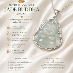 Natural Mynmar Jade Buddha Pendant S925 Silver Inlaid