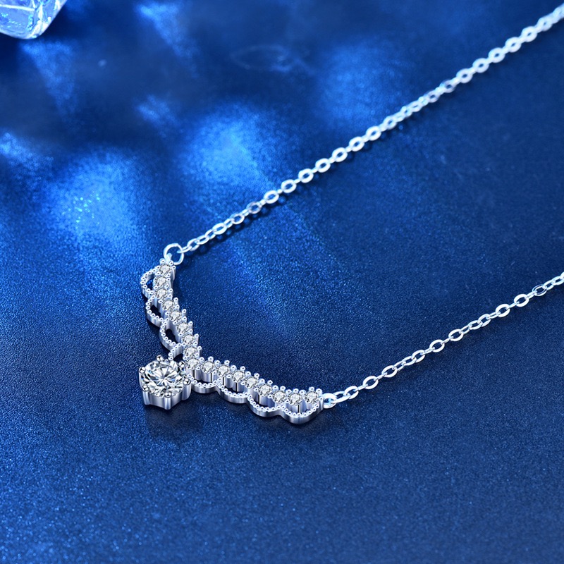 Christmas 925 Sterling Silver Moissanite Pave Deer Antler Pendant Necklaces - Image 8