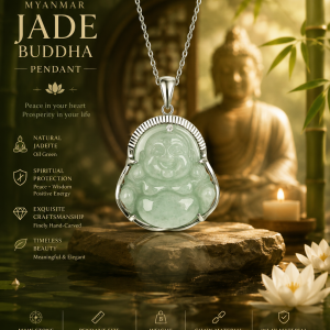 Natural Mynmar Jade Buddha Pendant S925 Silver Inlaid